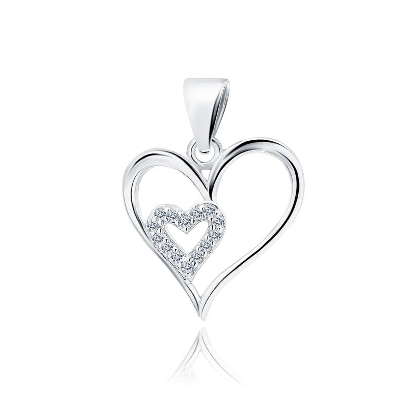 Pandantiv argint inima cu pietre DiAmanti Z1829CR-DIA (Argint 925‰ 0,85 g.)